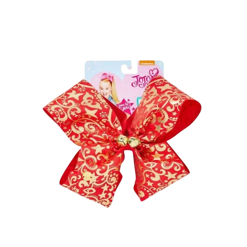 JoJo Siwa Holiday Hair Bow Red Gold Christmas Large Justice Exclusive w/Bells